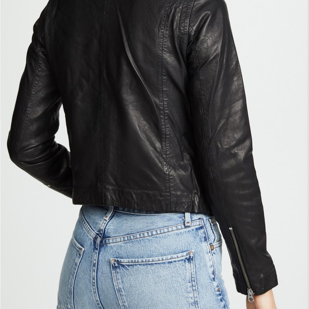 Madewell Washed Leather Black Motorcycle Biker Jacket Size XS NWOT Never Worn - Picture 3 of 14